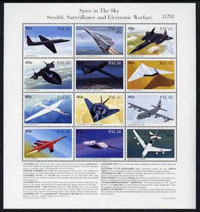 Palau 1996 Spy Planes sheetlet containing set of 12 with definitions in lower margin, unmounted mint SG 1085-96
