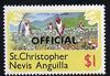 St Kitts-Nevis 1980 Cotton Picking $1 from 'OFFICIAL' opt,set, SG O7 unmounted mint*