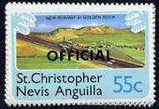 St Kitts-Nevis 1980 New Runway for Golden Rock Airport 55c from 'OFFICIAL' opt,set, SG O6 unmounted mint*
