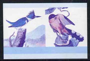 Nevis 1985 Kingfisher & Cuckoo (John Audubon 55c) imperf progressive colour proof in se-tenant pair printed in magenta & blue only (as SG 271a) unmounted mint