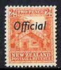 New Zealand 1936-61 Maori Carved House 2d def opt'd Official perf 14 x 13.5 unmounted mint, SG O123*
