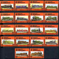 Match Box Labels - complete set of 18 Railway Locos, superb unused condition (Quality Newsagents)