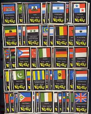 Match Box Labels - complete set of 96 Flags of Nations, superb unused condition (German VeGe series)