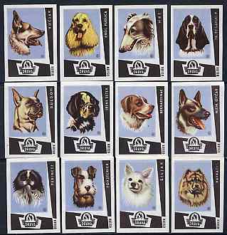 Match Box Labels - complete set of 12 Dogs, superb unused condition (Yugoslavian)