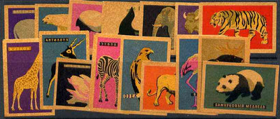 Match Box Labels - complete set of 16 Zoo Animals, superb unused condition (Russian)