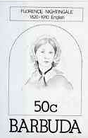 Barbuda 1981 Florence Nightingale 50c imperf progressive colour proof printed in black only unmounted mint, as SG 546