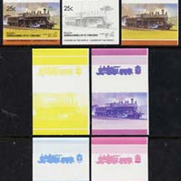 St Vincent - Bequia 1985 Locomotives #4 (Leaders of the World) 25c (4-4-0 Class 6400 Japan) set of 7 imperf se-tenant progressive proof pairs comprising the four individual colours, plus 2, 3 and all 4-colour composites unmounted mint