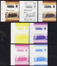 St Vincent - Bequia 1985 Locomotives #4 (Leaders of the World) 60c (0-4-4 Class 4500 Japan) set of 7 imperf se-tenant progressive proof pairs comprising the four individual colours, plus 2, 3 and all 4-colour composites unmounted mint