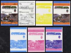 St Vincent - Bequia 1985 Locomotives #4 (Leaders of the World) 75c (4-6-0 Royal Scot) set of 7 imperf se-tenant progressive proof pairs comprising the four individual colours, plus 2, 3 and all 4-colour composites unmounted mint