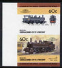 St Vincent - Bequia 1985 Locomotives #4 (Leaders of the World) 60c (0-4-4 Class 4500 Japan) imperf se-tenant proof pair in issued colours from limited printing unmounted mint*