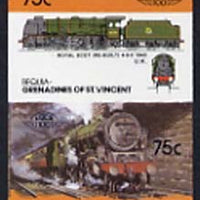 St Vincent - Bequia 1985 Locomotives #4 (Leaders of the World) 75c (4-6-0 Royal Scot) imperf se-tenant proof pair in issued colours from limited printing unmounted mint*