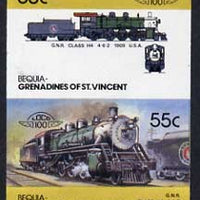 St Vincent - Bequia 1985 Locomotives #4 (Leaders of the World) 55c (4-6-2,Class H4 USA) imperf se-tenant proof pair in issued colours from limited printing unmounted mint*