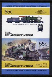 St Vincent - Bequia 1985 Locomotives #4 (Leaders of the World) 55c (4-6-2,Class H4 USA) imperf se-tenant proof pair in issued colours from limited printing unmounted mint*