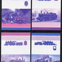 St Vincent - Bequia 1985 Locomotives #4 (Leaders of the World) 4 values (25c, 55c, 60c & 75c) each in imperf se-tenant proof pairs in magenta & blue only unmounted mint