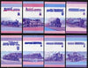 St Vincent - Bequia 1984 Locomotives #1 (Leaders of the World) set of 16 each in imperf se-tenant proof pairs in magenta & blue only unmounted mint