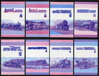 St Vincent - Bequia 1984 Locomotives #1 (Leaders of the World) set of 16 each in imperf se-tenant proof pairs in magenta & blue only unmounted mint