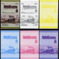 St Vincent - Bequia 1987 Locomotives #5 (Leaders of the World) 60c (0-6-0 Hull & Barnsley Class LS) set of 6 imperf se-tenant progressive proof pairs comprising the four individual colours, 2-colour and all 4-colour composites unmounted mint