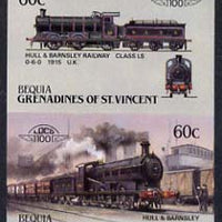 St Vincent - Bequia 1987 Locomotives #5 (Leaders of the World) 60c (0-6-0 Hull & Barnsley Class LS) imperf se-tenant proof pair in issued colours from limited printing unmounted mint*