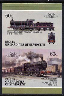 St Vincent - Bequia 1987 Locomotives #5 (Leaders of the World) 60c (0-6-0 Hull & Barnsley Class LS) imperf se-tenant proof pair in issued colours from limited printing unmounted mint*