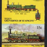 St Vincent - Bequia 1987 Locomotives #5 (Leaders of the World) 15c (2-4-0 SER Class 118) imperf se-tenant proof pair in issued colours from limited printing unmounted mint*