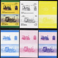 St Vincent - Bequia 1987 Locomotives #5 (Leaders of the World) 40c (0-4-0 Class DVI Germany) set of 6 imperf se-tenant progressive proof pairs comprising the four individual colours, 2-colour and all 4-colour composites unmounted mint