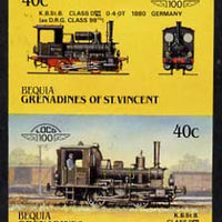 St Vincent - Bequia 1987 Locomotives #5 (Leaders of the World) 40c (0-4-0 Class DVI Germany) imperf se-tenant proof pair in issued colours from limited printing unmounted mint*