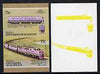 St Vincent - Bequia 1987 Locomotives #5 (Leaders of the World) 75c (Denver & Rio Grande CC) imperf se-tenant pair with yellow missing from loco (loco is pink) plus additionbal piece showing the yellow only, a remarkable variety