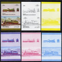 St Vincent - Bequia 1987 Locomotives #5 (Leaders of the World) 25c (0-6-0 KPEV Class G3) set of 6 imperf se-tenant progressive proof pairs comprising the four individual colours, 2-colour and all 4-colour composites unmounted mint