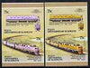 St Vincent - Bequia 1987 Locomotives #5 (Leaders of the World) 75c (Denver & Rio Grande CC) imperf se-tenant pair with yellow missing from loco (loco is pink) plus imperf pair as normal unmounted mint