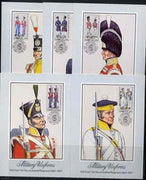 Ciskei 1983 British Military Uniforms #1 set of 5 each used on individual appropriate postcard (maximum card) with special cancellation, SG 47-51