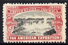 Cinderella - United States 1901 Pan American Exposition perforated label showing Niagara Falls in red & black*