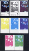 Grunay 1982 Princess Di's 21st Birthday imperf souvenir sheet (£1 value) set of 8 progressive proofs comprising the 4 individual colours plus two 2-colour, 3 and all 4-colour composites unmounted mint