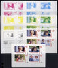 Bernera 1982 Princess Di's 21st Birthday imperf sheetlet containing 4 values, the set of 7 progressive colour proofs comprising the 4 individual colours and various colour combinations incl completed design, unmounted mint