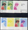 Staffa 1982 Princess Di's 21st Birthday deluxe sheet (£2 value) the set of 8 imperf progressive colour proofs comprising the four individual colours plus,two 2-colour, 3-colour and all 4-colour composites unmounted mint