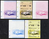 St Vincent - Bequia 1984 Cars #1 (Leaders of the World) 40c (1936 Auto Union) set of 5 imperf se-tenant progressive colour proof pairs comprising two individual colours, two 2-colour composites plus all 4-colour final design unmounted mint