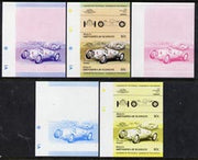 St Vincent - Bequia 1984 Cars #1 (Leaders of the World) 40c (1936 Auto Union) set of 5 imperf se-tenant progressive colour proof pairs comprising two individual colours, two 2-colour composites plus all 4-colour final design unmounted mint