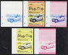 St Vincent - Bequia 1984 Cars #1 (Leaders of the World) $1 (1907 Rolls Royce) set of 5 imperf se-tenant progressive colour proof pairs comprising two individual colours, two 2-colour composites plus all 4-colour final design unmounted mint