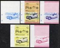 St Vincent - Bequia 1984 Cars #1 (Leaders of the World) $1 (1907 Rolls Royce) set of 5 imperf se-tenant progressive colour proof pairs comprising two individual colours, two 2-colour composites plus all 4-colour final design unmounted mint