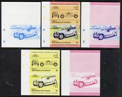 St Vincent - Bequia 1984 Cars #1 (Leaders of the World) $1 (1907 Rolls Royce) set of 5 imperf se-tenant progressive colour proof pairs comprising two individual colours, two 2-colour composites plus all 4-colour final design unmounted mint