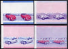 St Vincent - Bequia 1984 Cars #1 (Leaders of the World) set of 8 (4 se-tenant pairs) each in imperf progressive colour proofs in magenta & blue only unmounted mint