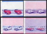 St Vincent - Bequia 1984 Cars #1 (Leaders of the World) set of 8 (4 se-tenant pairs) each in imperf progressive colour proofs in magenta & blue only unmounted mint