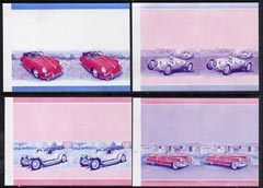 St Vincent - Bequia 1984 Cars #1 (Leaders of the World) set of 8 (4 se-tenant pairs) each in imperf progressive colour proofs in magenta & blue only unmounted mint