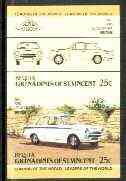 St Vincent - Bequia 1984 Cars #2 (Leaders of the World) 25c (1963 Ford Lotus Cortina) imperf se-tenant proof pair in issued colours from limited printing unmounted mint*