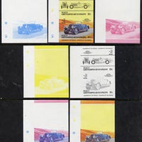 St Vincent - Bequia 1984 Cars #2 (Leaders of the World) 10c (1924 Leyland Eight) set of 7 imperf se-tenant progressive colour proof pairs comprising the four individual colours plus 2, 3 and all 4-colour composites unmounted mint
