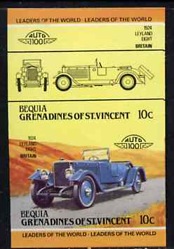 St Vincent - Bequia 1984 Cars #2 (Leaders of the World) 10c (1924 Leyland Eight) imperf se-tenant proof pair in issued colours from limited printing unmounted mint*