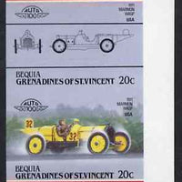 St Vincent - Bequia 1984 Cars #2 (Leaders of the World) 20c (1911 Marmon Wasp) imperf se-tenant proof pair in issued colours from limited printing unmounted mint*