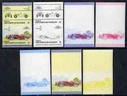 St Vincent - Bequia 1984 Cars #2 (Leaders of the World) 5c (1932 Fiat Balilla) set of 7 imperf se-tenant progressive colour proof pairs comprising the four individual colours plus 2, 3 and all 4-colour composites unmounted mint