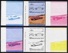 St Vincent - Bequia 1984 Cars #2 (Leaders of the World) $2.50 (1978 BMW M-1) set of 6 imperf se-tenant progressive colour proof pairs comprising the four individual colours plus 2 and all 4-colour composites unmounted mint