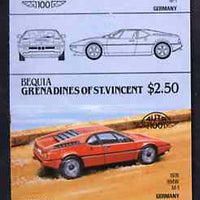 St Vincent - Bequia 1984 Cars #2 (Leaders of the World) $2.50 (1978 BMW M-1) imperf se-tenant proof pair in issued colours from limited printing unmounted mint*
