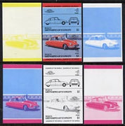 St Vincent - Bequia 1984 Cars #2 (Leaders of the World) $1 (1955 Citroen DS 19) set of 6 imperf se-tenant progressive colour proof pairs comprising the four individual colours plus 2 and all 4-colour composites unmounted mint